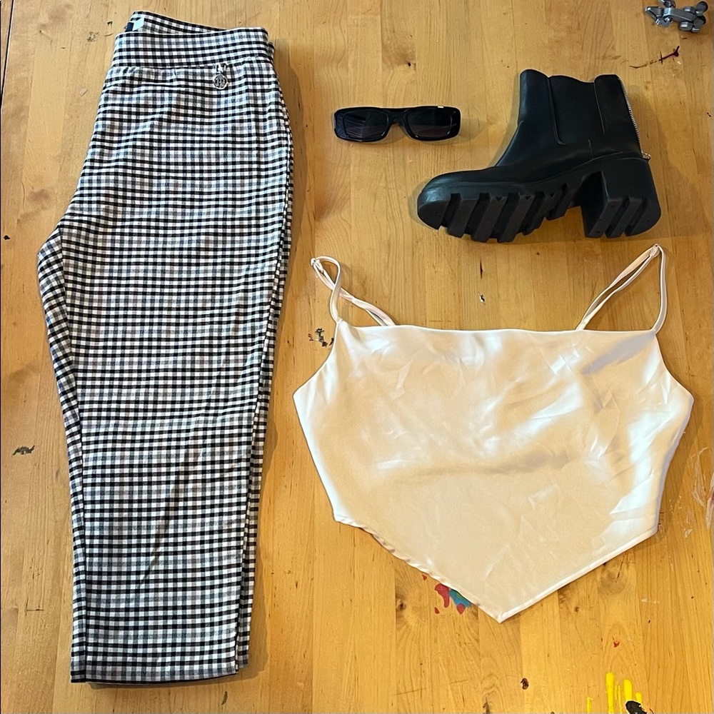 White Satin Camisole Crop Top